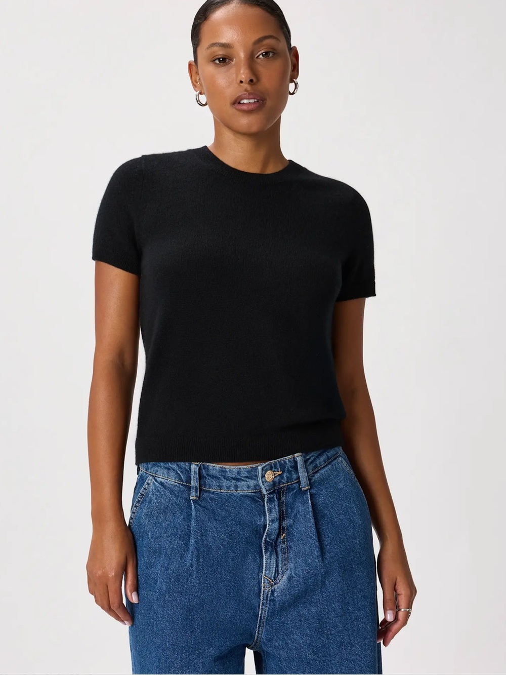 QUINCE Women's Quince Mongolian Cashmere T-Shirt - Black - S